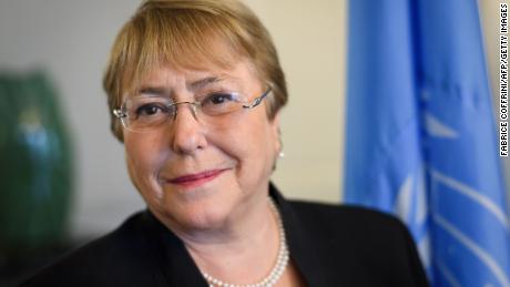 UN Human Rights chief Michelle Bachelet in her office on September 3 in Geneva.