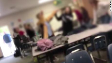 This still image from the cellphone video shows Gieszinger in the classroom.