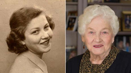 Holocaust survivor Judy Meisel pictured just after the war and recently.