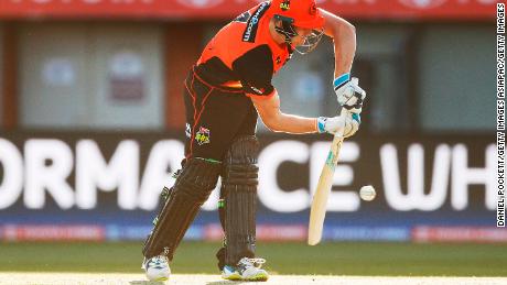 Cameron Bancroft of Perth Scorchers bats during the Big Bash League match against the Hobart Hurricanes.