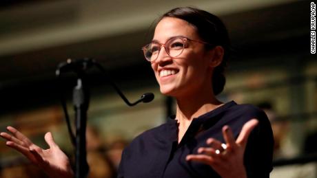 Democrat Rep.-elect Alexandria Ocasio-Cortez, who won her bid for a seat in the House of Representatives in New York&#39;s 14th Congressional District, appears at the Kennedy School&#39;s Institute of Politics at Harvard University last month. (AP Photo/Charles Krupa)