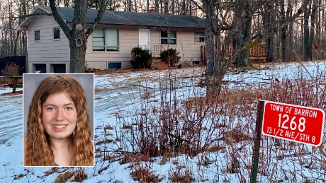 Jayme Closs was kidnapped after her parents were killed in a family home, shown here after police secured the crime scene.
