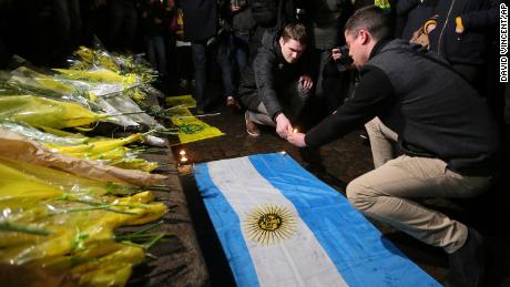 Supporters gather to pay tribute to Argentinian soccer player Emiliano Sala, in Nantes, western France, 