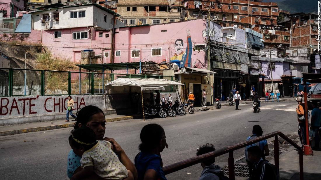 A Maduro mural is seen in the Petare slum of Caracas on Tuesday, enero 29. 