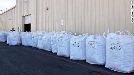   Big Sky Scientific's hemp remains after unloading the Palamarchuck semi-trailer. 