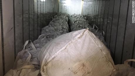   The 31 bags of hemp inside the Palamarchuck tractor-trailer. 