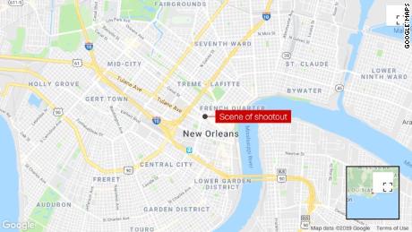 Five people were shot dead during a police shootout in New Orleans on Sunday.
