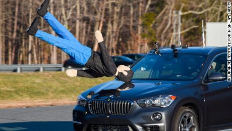 The BMW X1's anti-collision system did not react when a mannequin moves as he walked along the roadside.