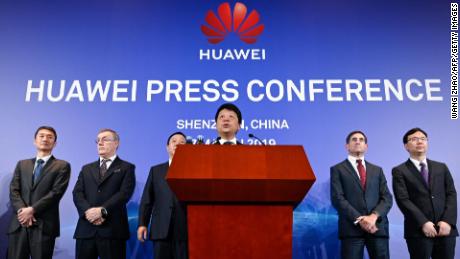 Huawei Deputy Chairman Guo Ping speak at a news conference Thursday at the company&#39;s headquarters in Shenzhen.
