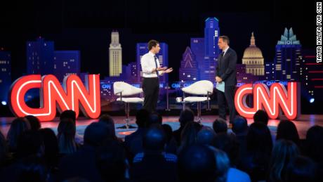 Buttigieg speaks with CNN&#39;s Jake Tapper during the CNN Democratic Presidential Town Hall in Austin, Texas, March 2019. 
