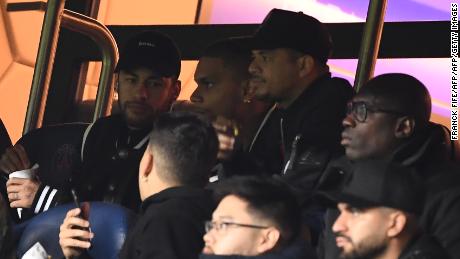 Neymar could only watch from the bleachers because of an injury.