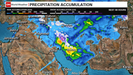  Middle East precipitation forecast over the next 48 hours