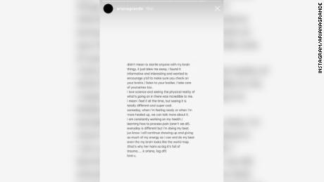 Ariana Grande answers to fans about her brain scanner on Instagram.