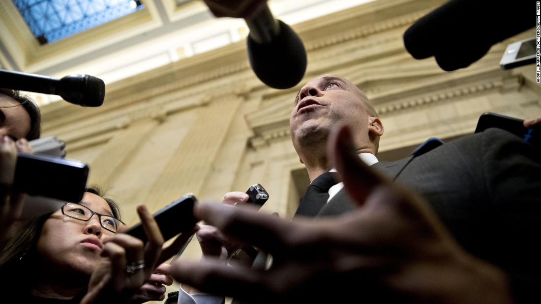Booker speaks to members of the media following a confirmation hearing for US Sen. Jeff Sessions, a Republican from Alabama who was nominated to be attorney general. Booker &lt;a href=&quot;https://www.cnn.com/2017/01/11/politics/cory-booker-jeff-sessions/index.html&quot; target=&quot;_blank&quot;&gt;broke with tradition&lt;/a&gt; and became the first sitting senator to testify against a fellow senator&#39;s nomination for a Cabinet post.