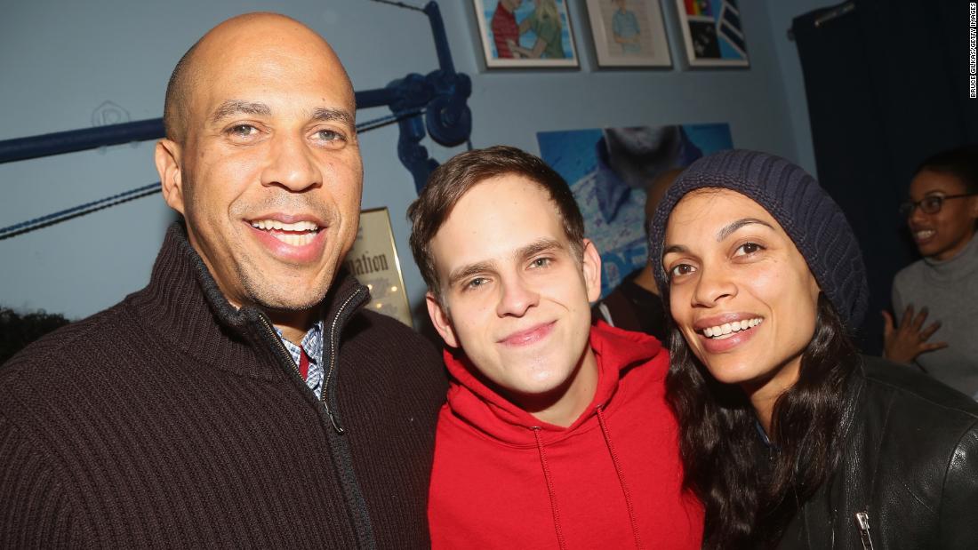 Booker joins actors Taylor Trensch and Rosario Dawson backstage at the hit Broadway musical &quot;Dear Evan Hansen&quot; in January 2019. Dawson confirmed in March &lt;a href=&quot;https://edition.cnn.com/2019/03/14/politics/rosario-dawson-cory-booker-dating-couple-confirmed/index.html&quot; target=&quot;_blank&quot;&gt;that she and Booker were dating.&lt;/a&gt;