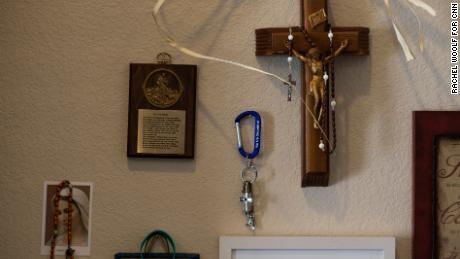 Religious icons are displayed in Frank DeAngelis & # 39; home office.