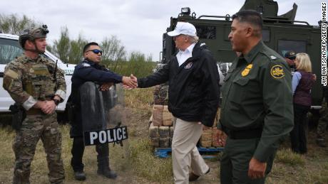 President Donald Trump at the end of his visit to US Border Patrol's McAllen Station in McAllen, Texas, January 10, 2019 (Photo by Jim WATSON / AFP)   