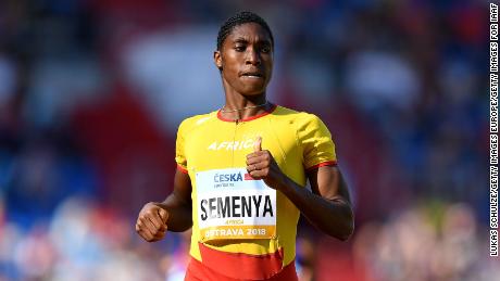 Caster Semenya of Team Africa celebrates victory following the Womens 800 Metres during day two of the IAAF Continental Cup at Mestsky Stadium in 2018.