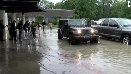 Many parents could not access the roads to pick up their kids in Cleveland, Texas on Tuesday.