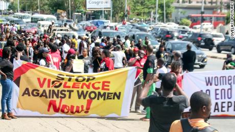 Women during a protest against the raids in Abuja on May 10.
