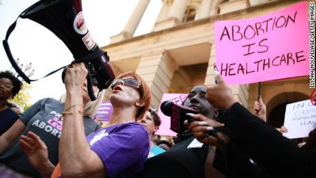 ATLANTA, GA - MAY 21: Actress Frances Fisher, of the upcoming HBO TV series &#39;Watchmen&#39;, and &#39;Titanic&#39;, speaks during a protest against recently passed abortion ban bills at the Georgia State Capitol building, on May 21, 2019 in Atlanta, Georgia. The Georgia &quot;heartbeat&quot; bill would ban abortion when a fetal heartbeat is detected. The Alabama abortion law, signed by Gov. Kay Ivey last week, includes no exceptions for cases of rape and incest, outlawing all abortions except when necessary to prevent serious health problems for the woman. Though women are exempt from criminal and civil liability, the new law punishes doctors for performing an abortion, making the procedure a Class A felony punishable by up to 99 years in prison. (Photo by Elijah Nouvelage/Getty Images)