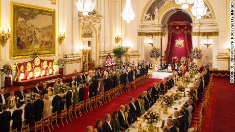 Members of Spain&#39;s royal family were the guests of honor at a Buckingham Palace state banquet in 2017.
