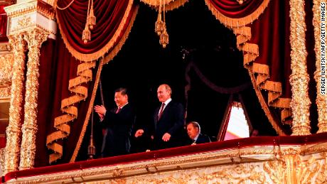 Putin and Xi Jinping at a gala dedicated to the 70th anniversary of the establishment of diplomatic relations between Russia and China.
