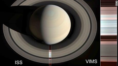 This new map of Saturn shows the color differences between the rings A, B and C of the planet.