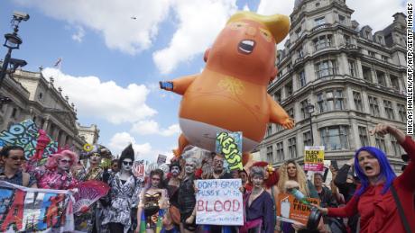 Khan&#39;s office issued permission for a giant inflatable effigy of Trump to be flown over London during  protests against his 2018 visit.