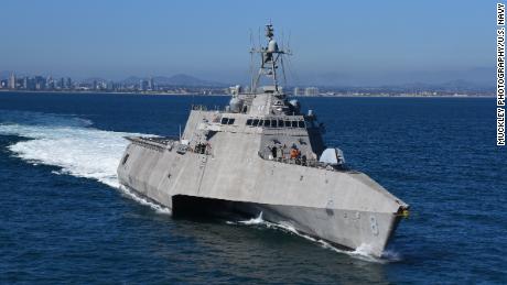 The littoral combat ship USS Montgomery departs Naval Base San Diego to conduct routine operations and training in the Pacific Ocean in 2018. 