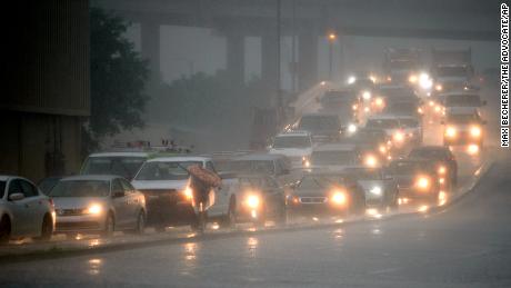 Traffic is recovering in Wednesday's rain in New Orleans. 