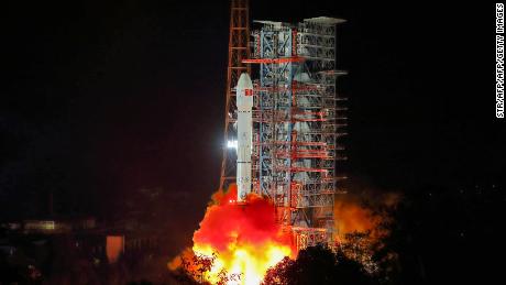 A Long March 3B rocket lifts off from  Xichang, in China&#39;s southwestern Sichuan province,  on December 8.