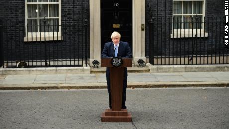 Boris Johnson delivers a speech at Downing Street on the eve of what is expected to be a tumultuous day in Parliament.
