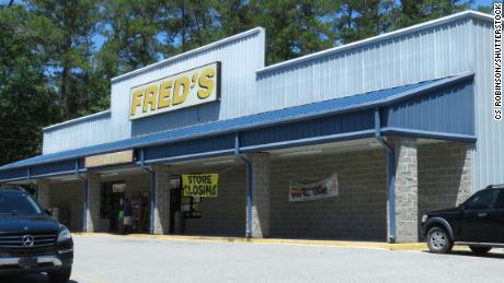 Outside of Fred's store.