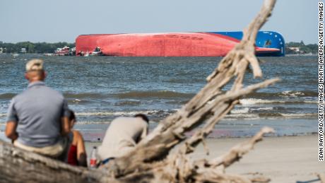 Capsized cargo ship off Georgia coast hasn&#39;t spilled much gas or oil, Coast Guard says