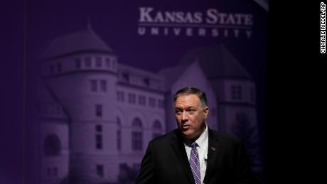 State Secretary Mike Pompeo speaking at Kansas State University on September 6