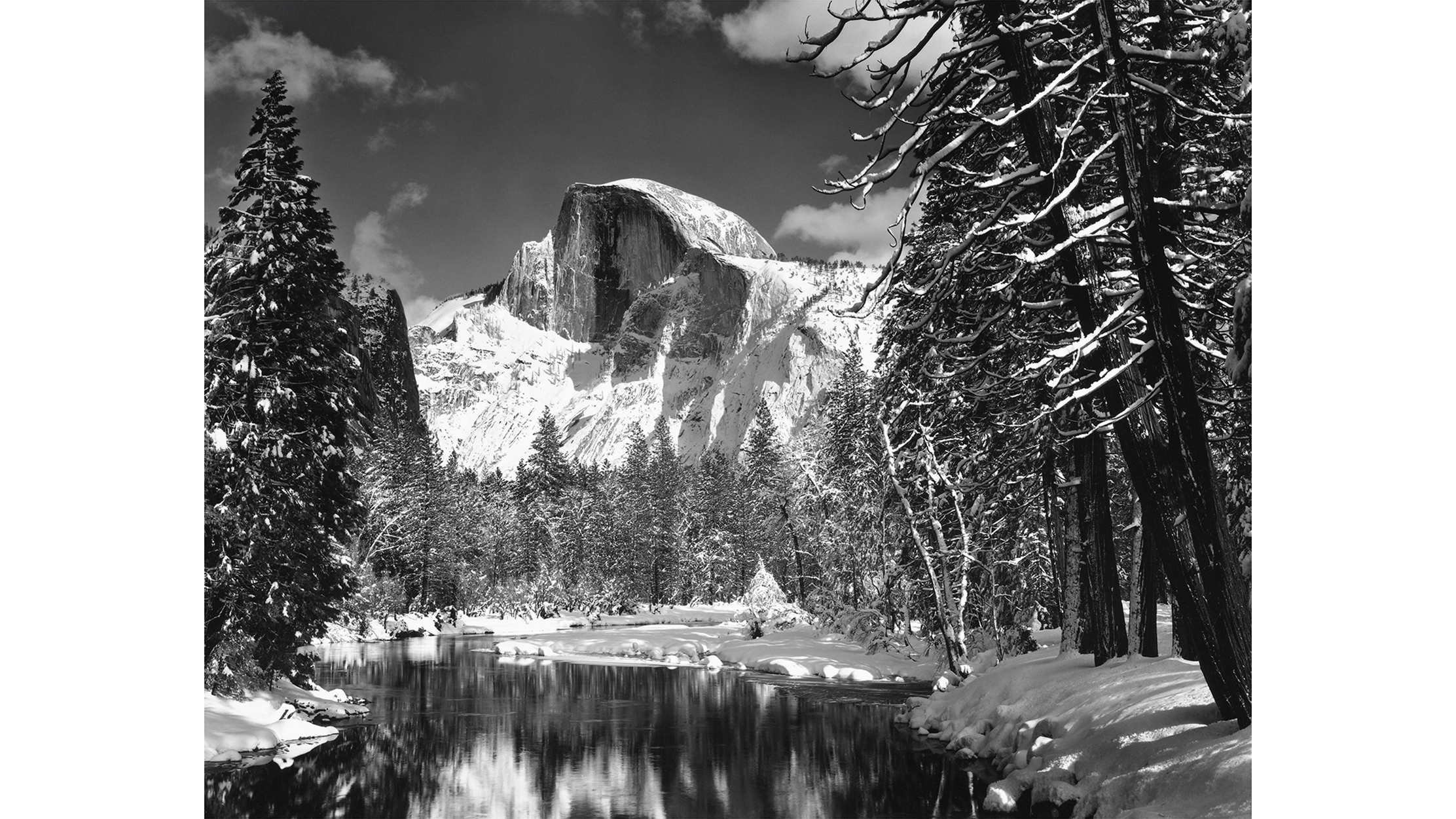 ANSEL ADAMS FINE ART PRINT Half Dome Trees Yosemite landscape photo picture Snow 