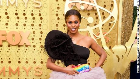 Award-winning actress Laverne Cox, shown at the 71st Emmy Awards in LA on September 22, 2019, now has a weekly podcast series.