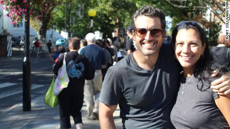 Mark and Vanessa Kramer of Orlando, Florida, enjoy Abbey Road on a sunny afternoon. 