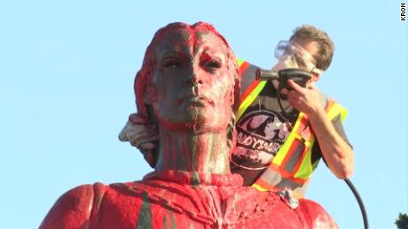 Columbus statues vandalized on USA holiday named for him