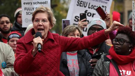Sen. Elizabeth Warren joined striking teachers on the picket lines. 
