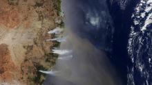 In this handout photo from NASA's Aqua satellite, destructive bushfires are seen off the coast of New South Wales on November 7.