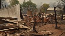The remains of a property are seen in Bobin on November 9.