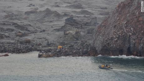 An image of the recovery operation on White Island, New Zealand, on December 13, 2019. 