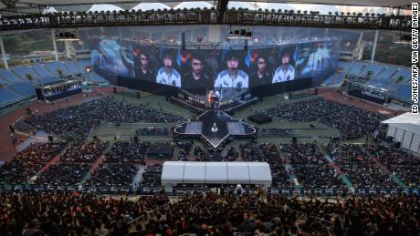 A general view shows the League of Legends 2018 World Championship final at the Munhak stadium in Incheon, South Korea on November 3, 2018.