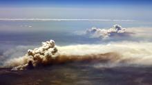 An aerial view shows bushfires burning in the Richmond Valley on November 26.