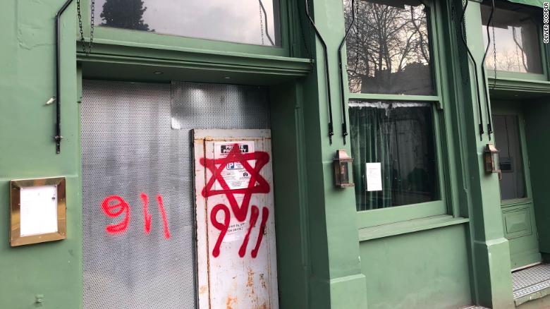 in london are investigating anti-semitic graffiti found scrawled