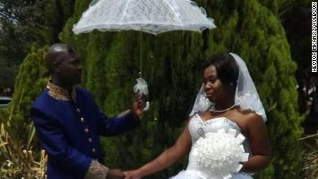 Hector Mkansi and Nonhlanhla Soldaat at their wedding in 2012