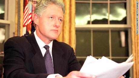 President Bill Clinton prepares to address the nation December 16, 1998, from the White House in Washington