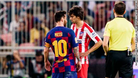 Lionel Messi clashed with Joao Felix during Thursday&#39;s semifinal. 